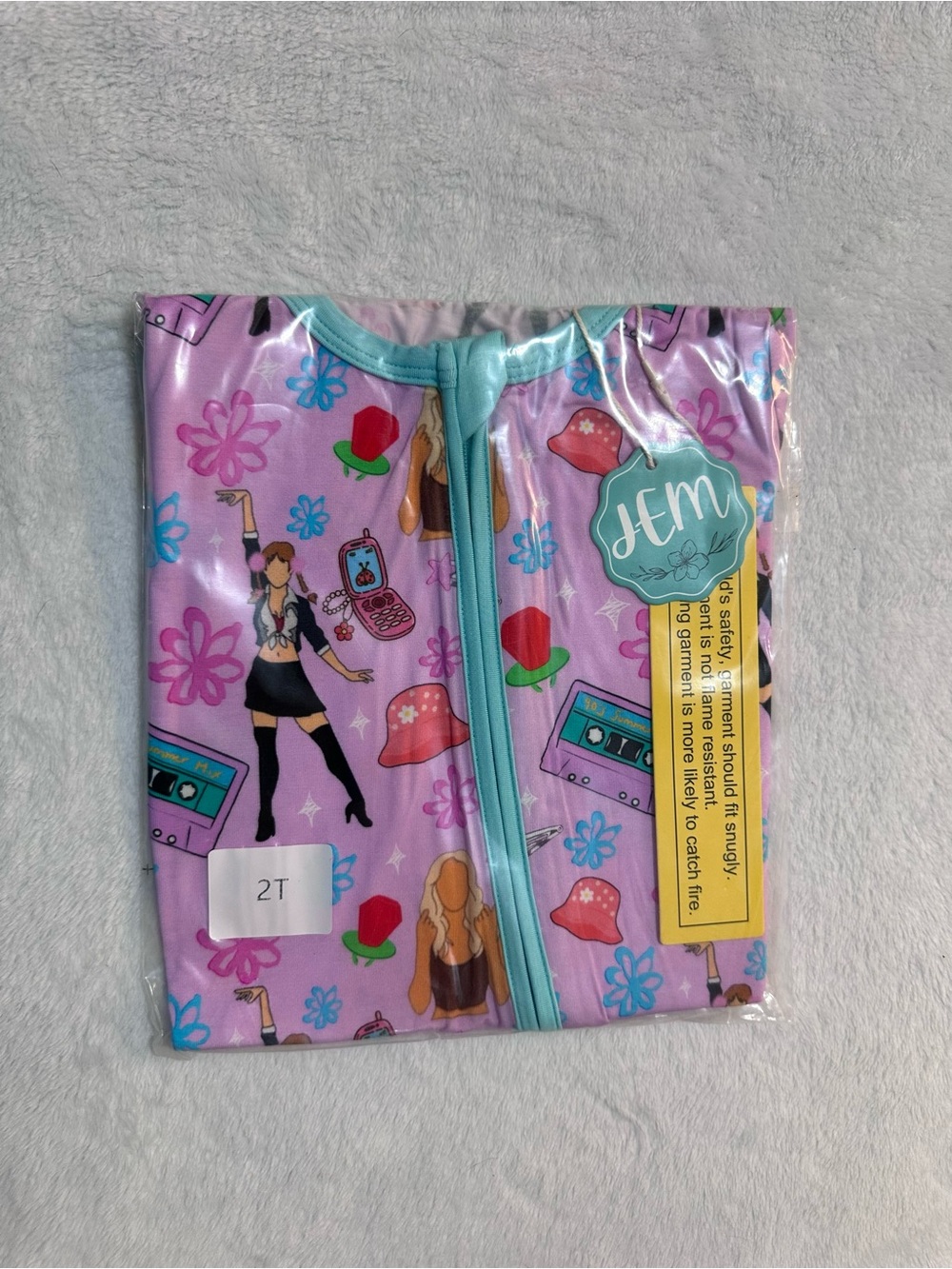 JEM Lavender Pink Blue Graphic Zip-Front Kids Footie